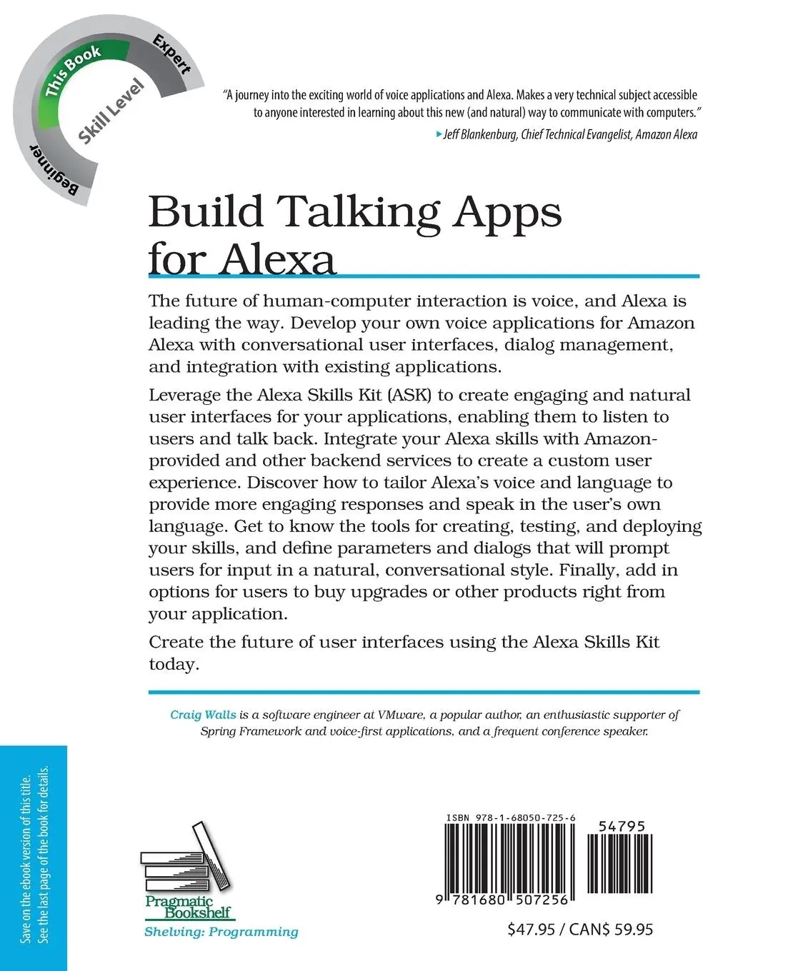 Rückseite: 9781680507256 | Build Talking Apps for Alexa | Craig Walls | Taschenbuch | Englisch
