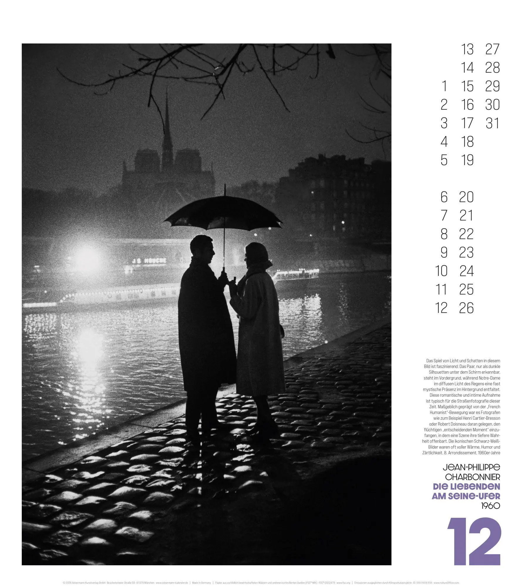 Bild: 9783838427256 | Paris, mon Amour Kalender 2027 | Ackermann Kunstverlag GmbH | Kalender