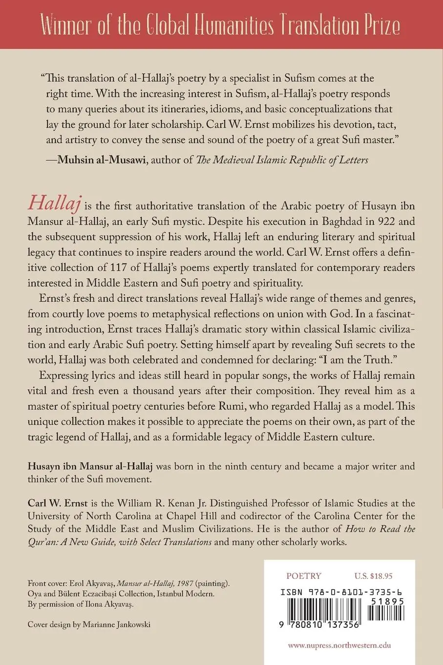 Rückseite: 9780810137356 | Hallaj | Poems of a Sufi Martyr | Husayn Ibn Mansur Hallaj | Buch