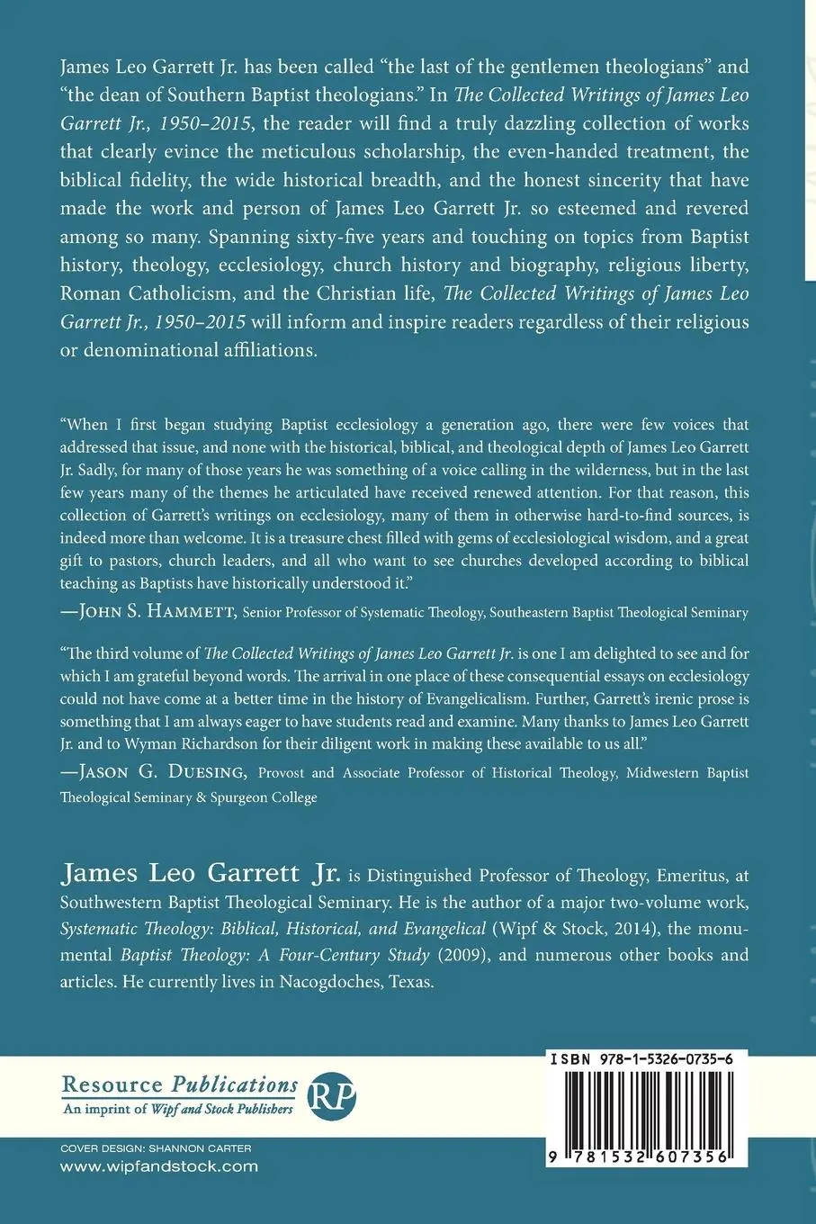 Rückseite: 9781532607356 | The Collected Writings of James Leo Garrett Jr., 1950-2015 | Garrett