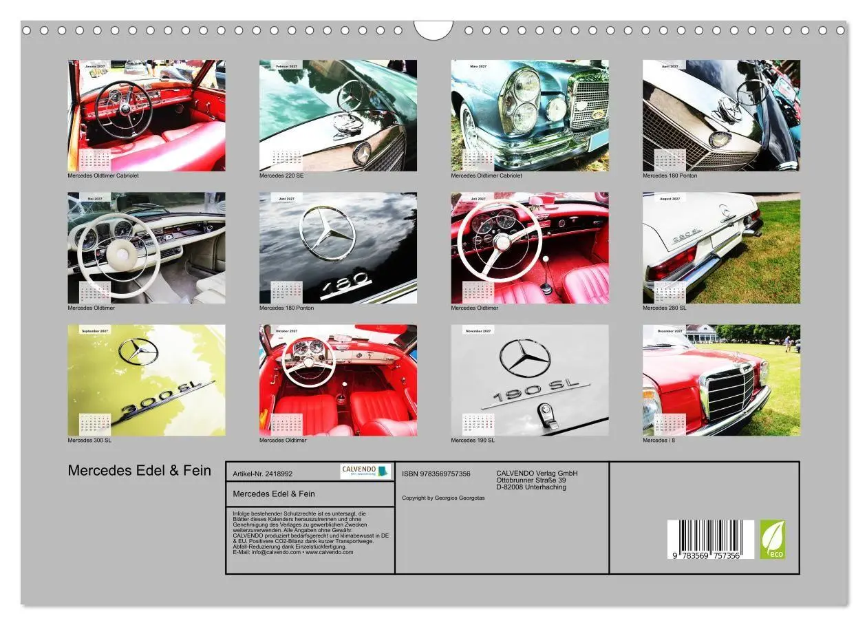 Bild: 9783569757356 | Mercedes Edel &amp; Fein (Wandkalender 2027 DIN A3 quer), CALVENDO...