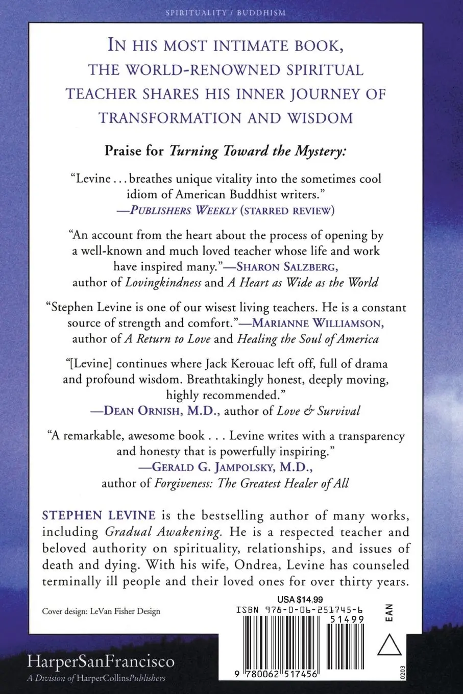Rückseite: 9780062517456 | Turning Toward the Mystery | Stephen Levine | Taschenbuch | Englisch