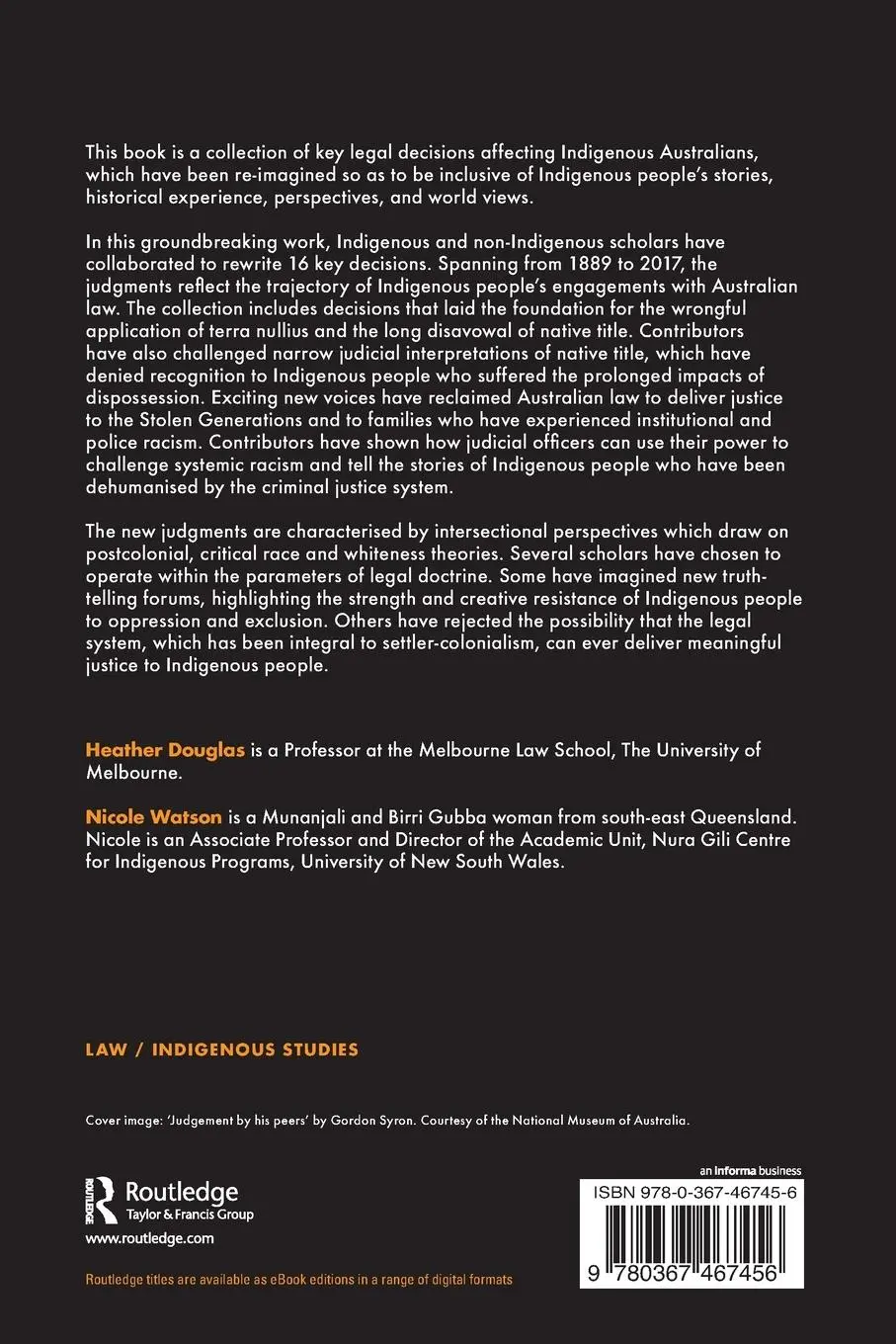Rückseite: 9780367467456 | Indigenous Legal Judgments | Nicole Watson (u. a.) | Taschenbuch