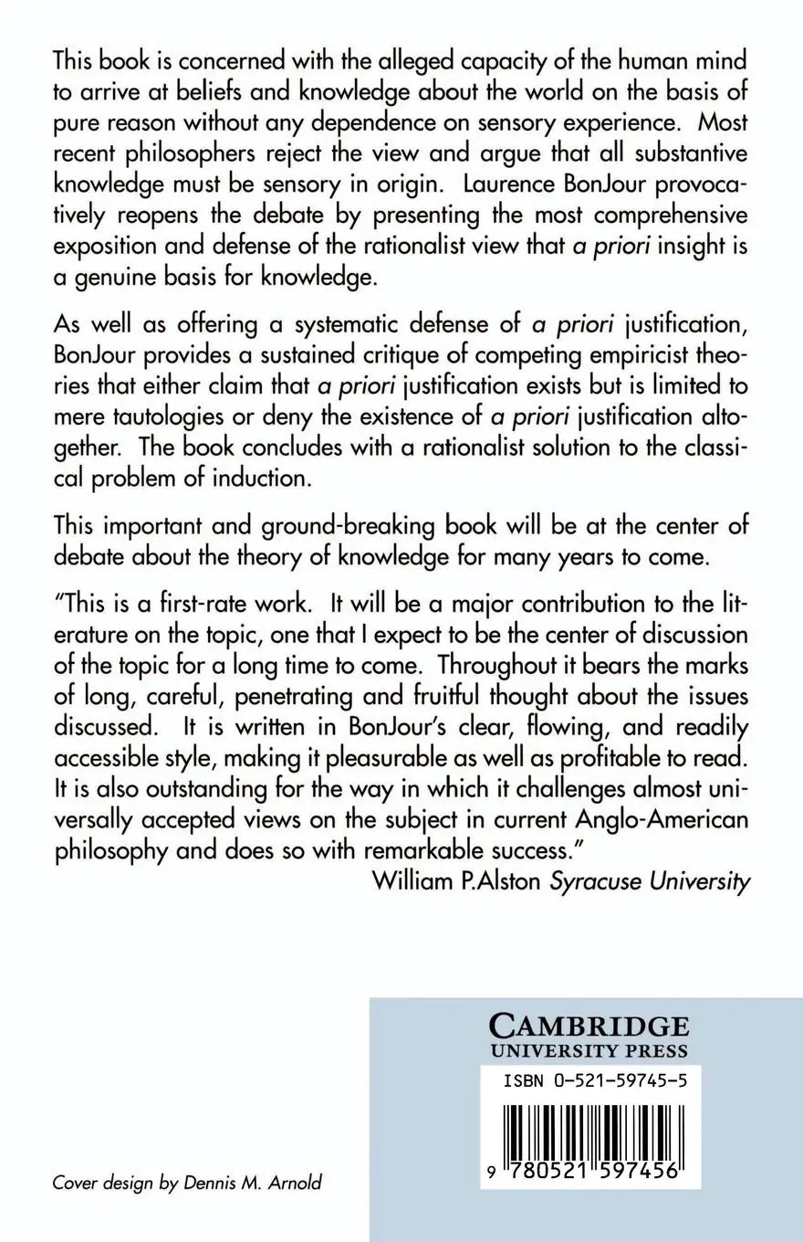 Rückseite: 9780521597456 | In Defense of Pure Reason | Laurence Bonjour (u. a.) | Taschenbuch