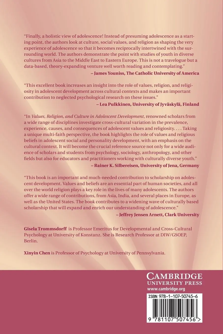 Rückseite: 9781107507456 | Values, Religion, and Culture in Adolescent Development | Taschenbuch
