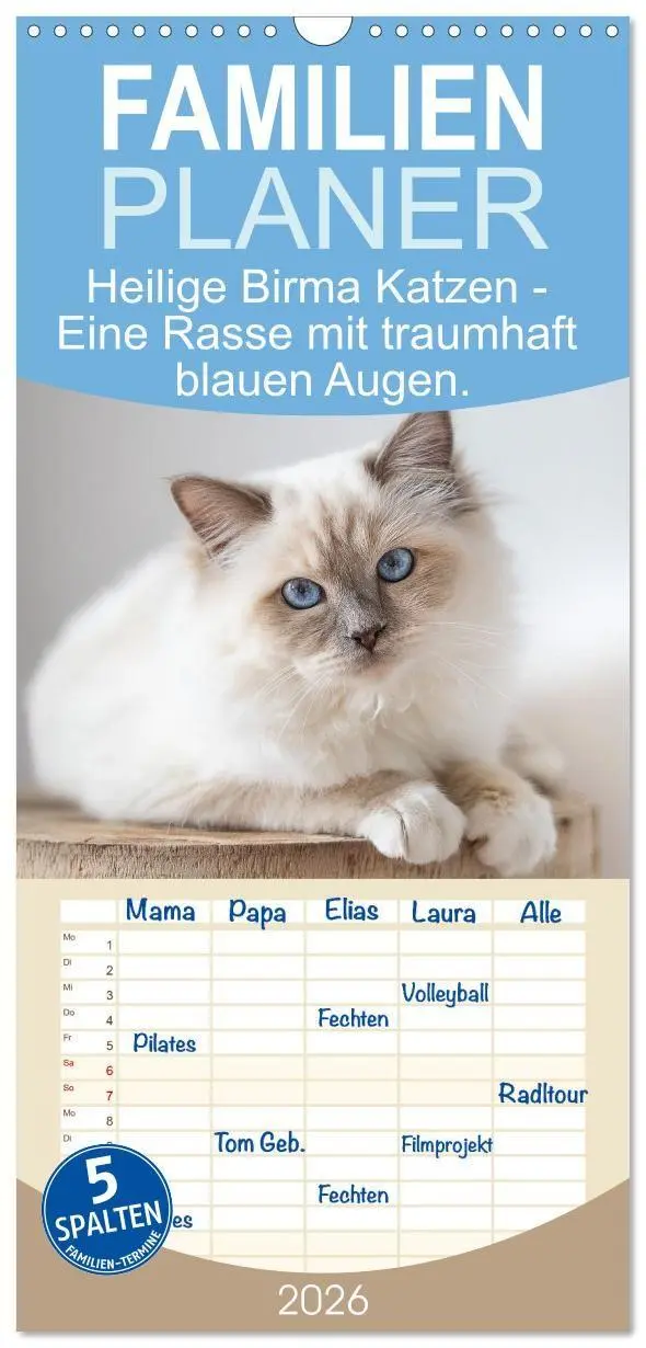 Cover: 9783516657456 | Familienplaner 2026 - Heilige Birma Katzen - Eine Rasse mit...