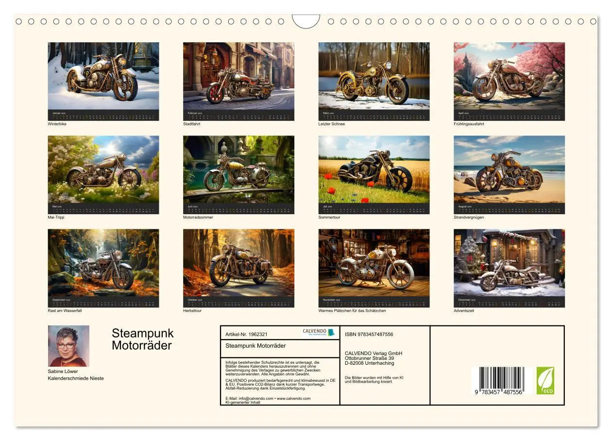 Bild: 9783457487556 | Steampunk Motorräder (Wandkalender 2026 DIN A3 quer), CALVENDO...