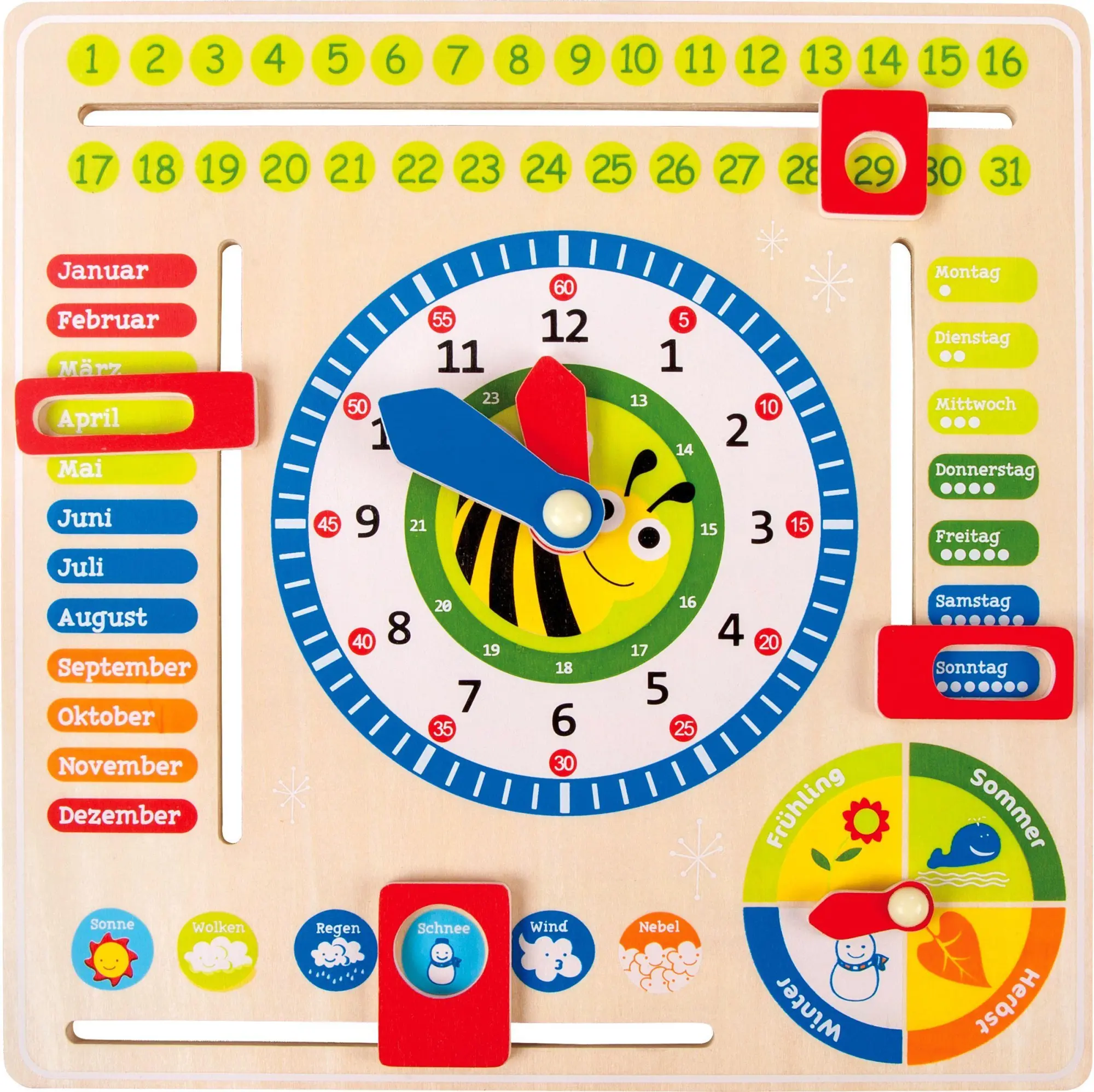 Bild: 4020972047656 | Lerntafel Datum, Uhr- &amp; Jahreszeiten DE | small foot | Spiel | 4765