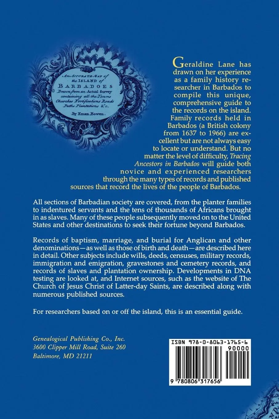 Rückseite: 9780806317656 | Tracing Your Ancestors in Barbados. a Practical Guide | Geraldine Lane