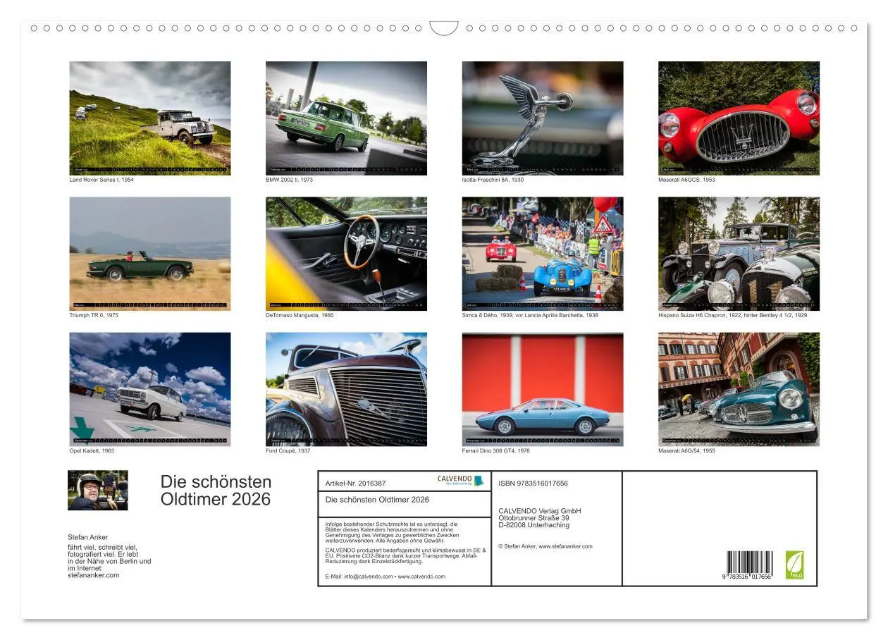 Bild: 9783516017656 | Die schönsten Oldtimer 2026 (Wandkalender 2026 DIN A2 quer),...