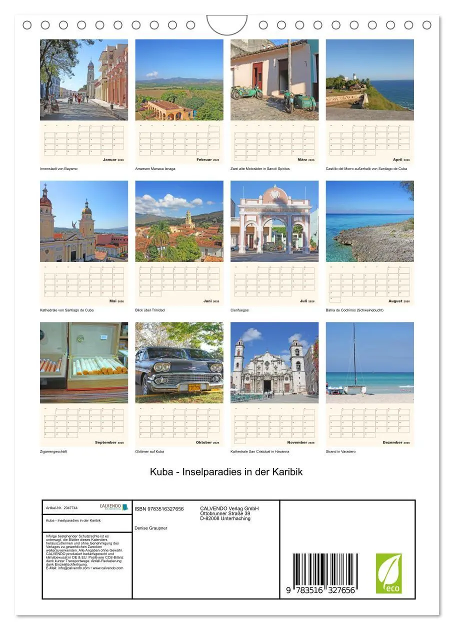 Bild: 9783516327656 | Kuba - Inselparadies in der Karibik (Wandkalender 2026 DIN A4...
