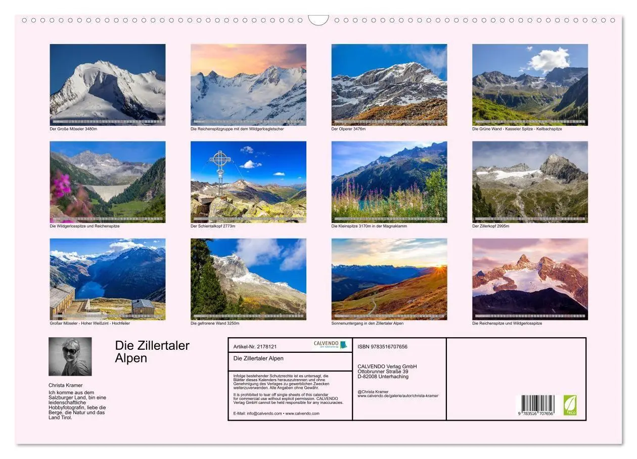 Bild: 9783516707656 | Die Zillertaler Alpen (Wandkalender 2026 DIN A2 quer), CALVENDO...