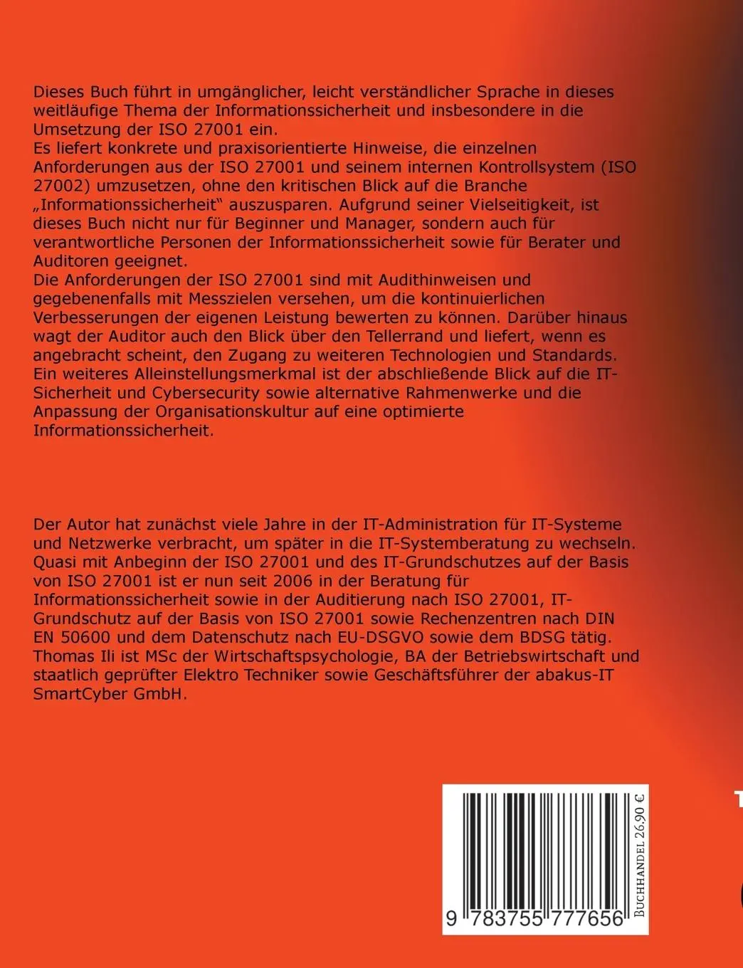 Rückseite: 9783755777656 | Kochbuch ISMS | Informationssicherheits-Management nach ISO 27001
