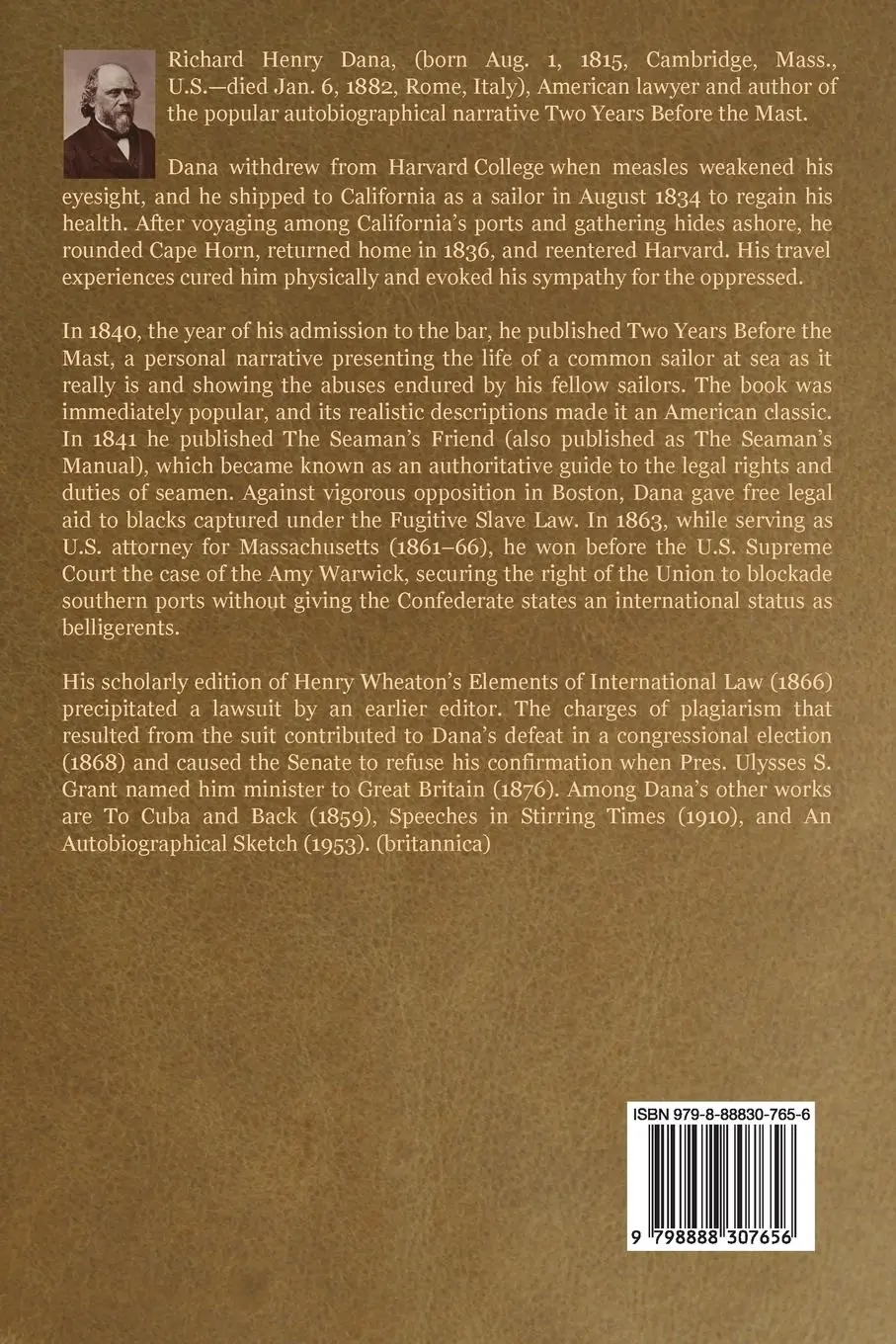 Rückseite: 9798888307656 | Two Years Before the Mast | Richard Henry Dana | Taschenbuch | 2024