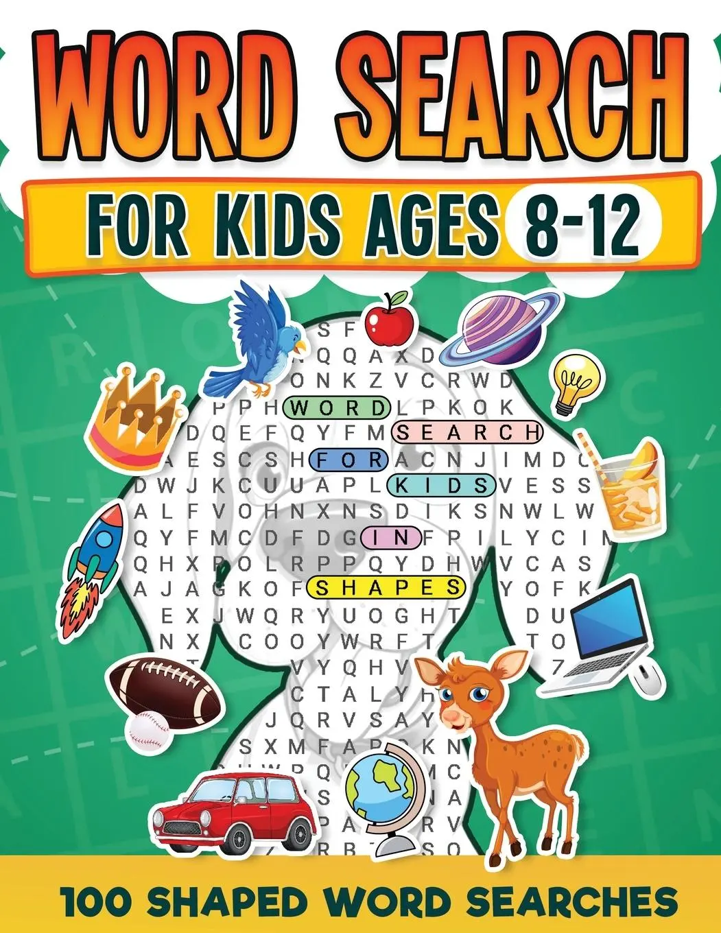 Cover: 9781739437756 | Word Search For Kids Ages 8-12 100 Fun Shaped Word Search Puzzles...