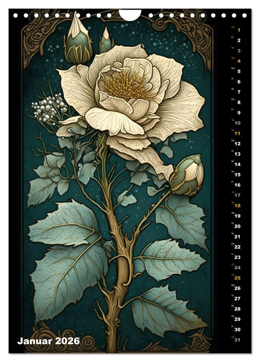 Bild: 9783516317756 | Jugendstil Blumen (Wandkalender 2026 DIN A4 hoch), CALVENDO...