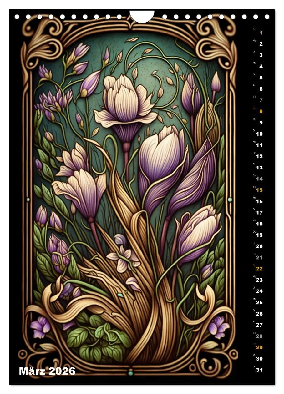 Bild: 9783516317756 | Jugendstil Blumen (Wandkalender 2026 DIN A4 hoch), CALVENDO...