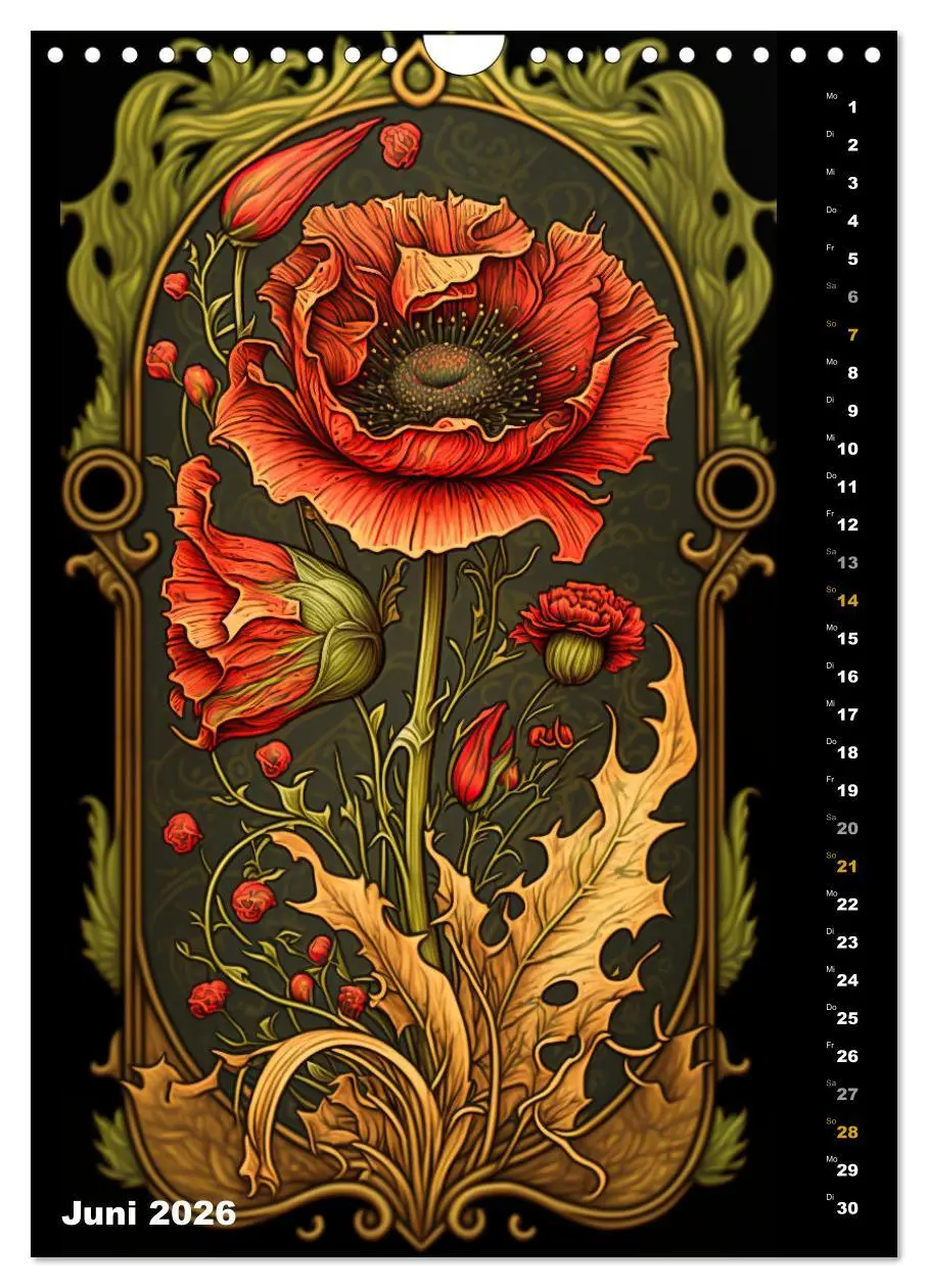 Bild: 9783516317756 | Jugendstil Blumen (Wandkalender 2026 DIN A4 hoch), CALVENDO...