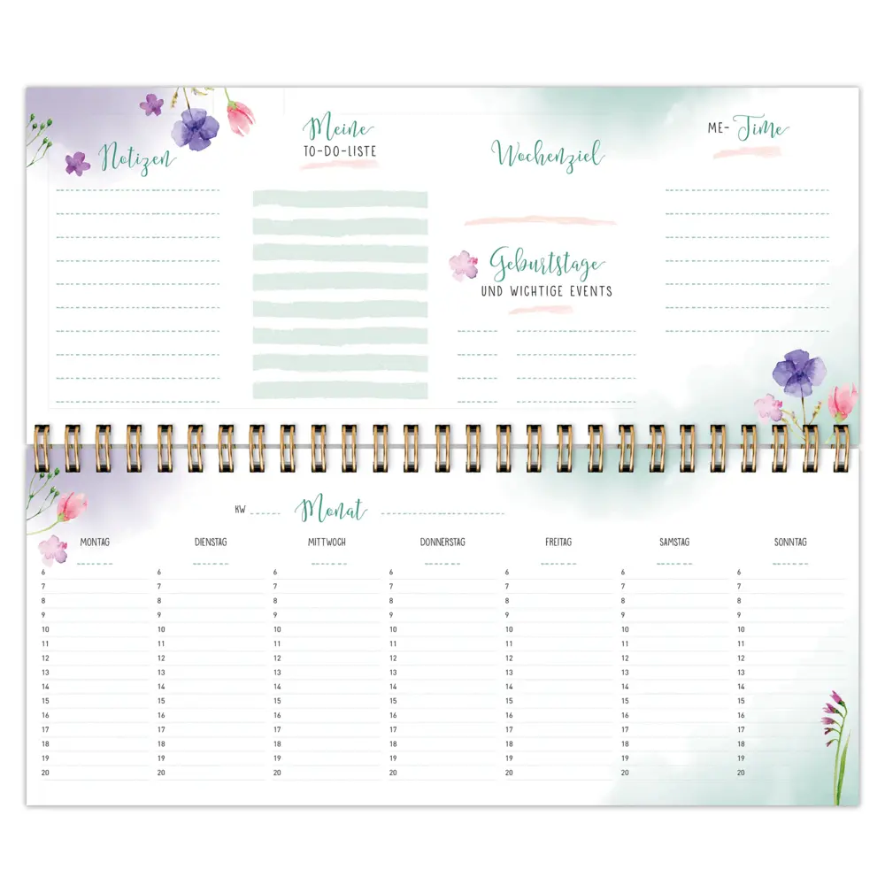Bild: 4260188017856 | Wochenplaner "Wiesenblumen" | Kalender | Spiralbindung | 112 S. | 2025