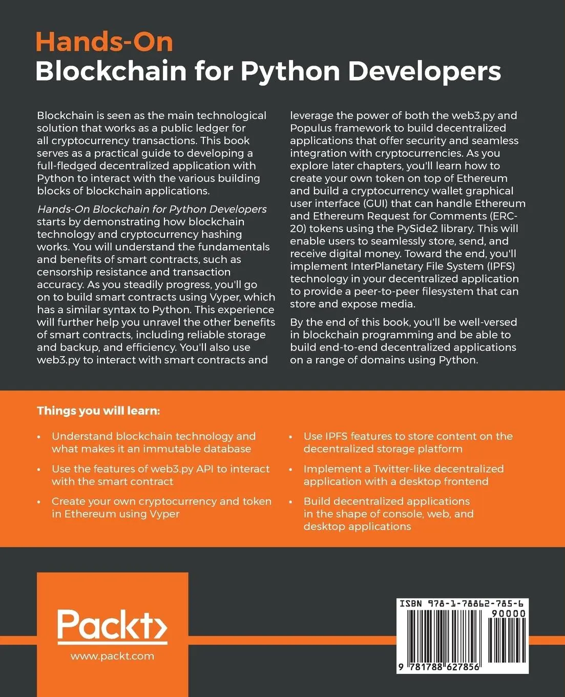 Rückseite: 9781788627856 | Hands-On Blockchain for Python Developers | Arjuna Sky Kok | Buch