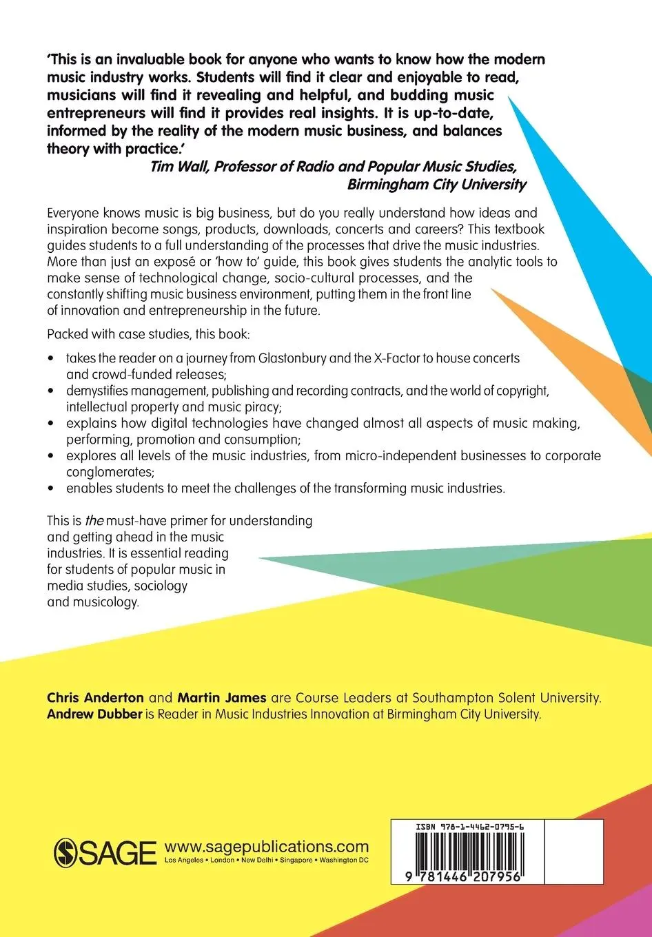 Rückseite: 9781446207956 | Understanding the Music Industries | Chris Anderton (u. a.) | Buch