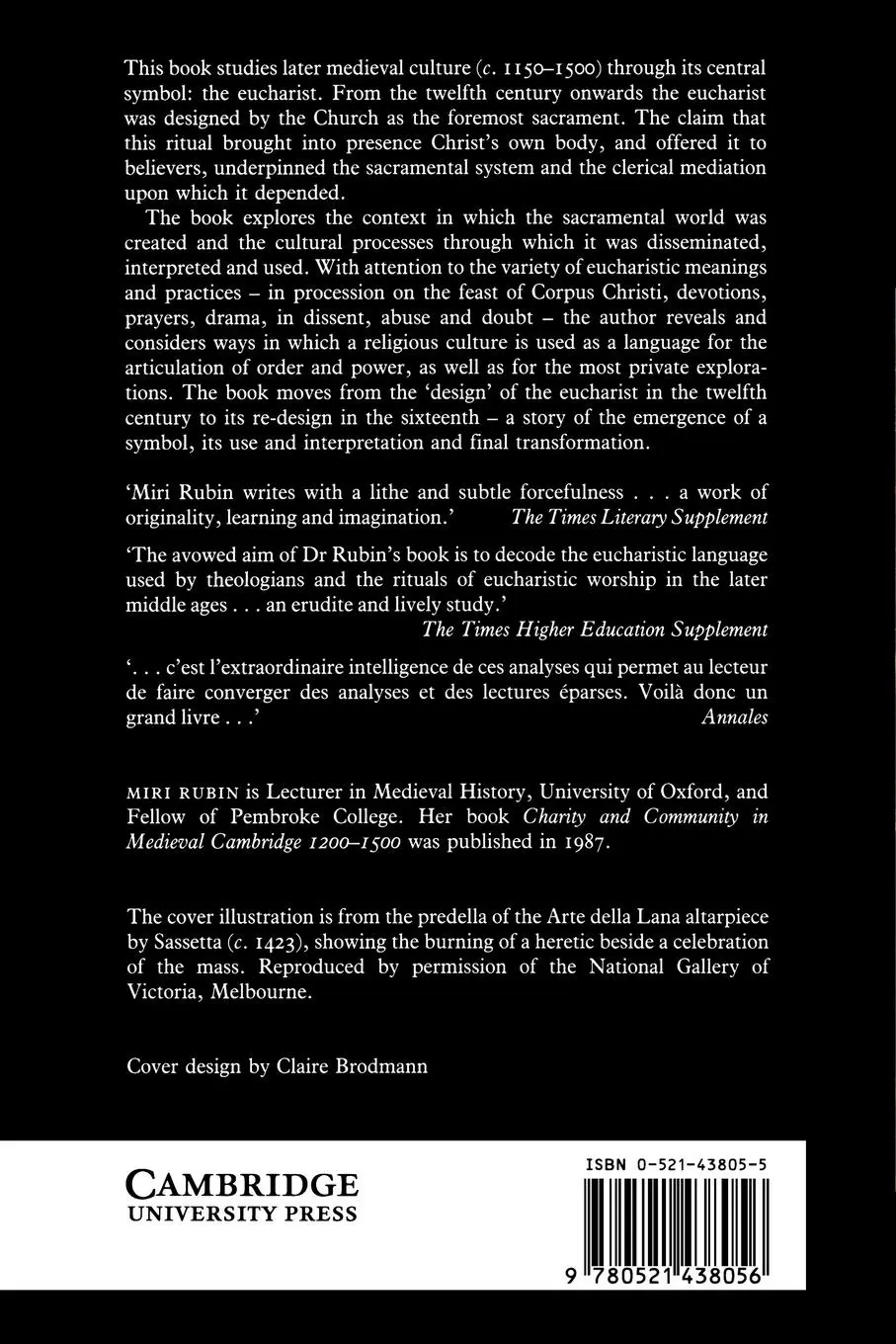 Rückseite: 9780521438056 | Corpus Christi | The Eucharist in Late Medieval Culture | Miri Rubin