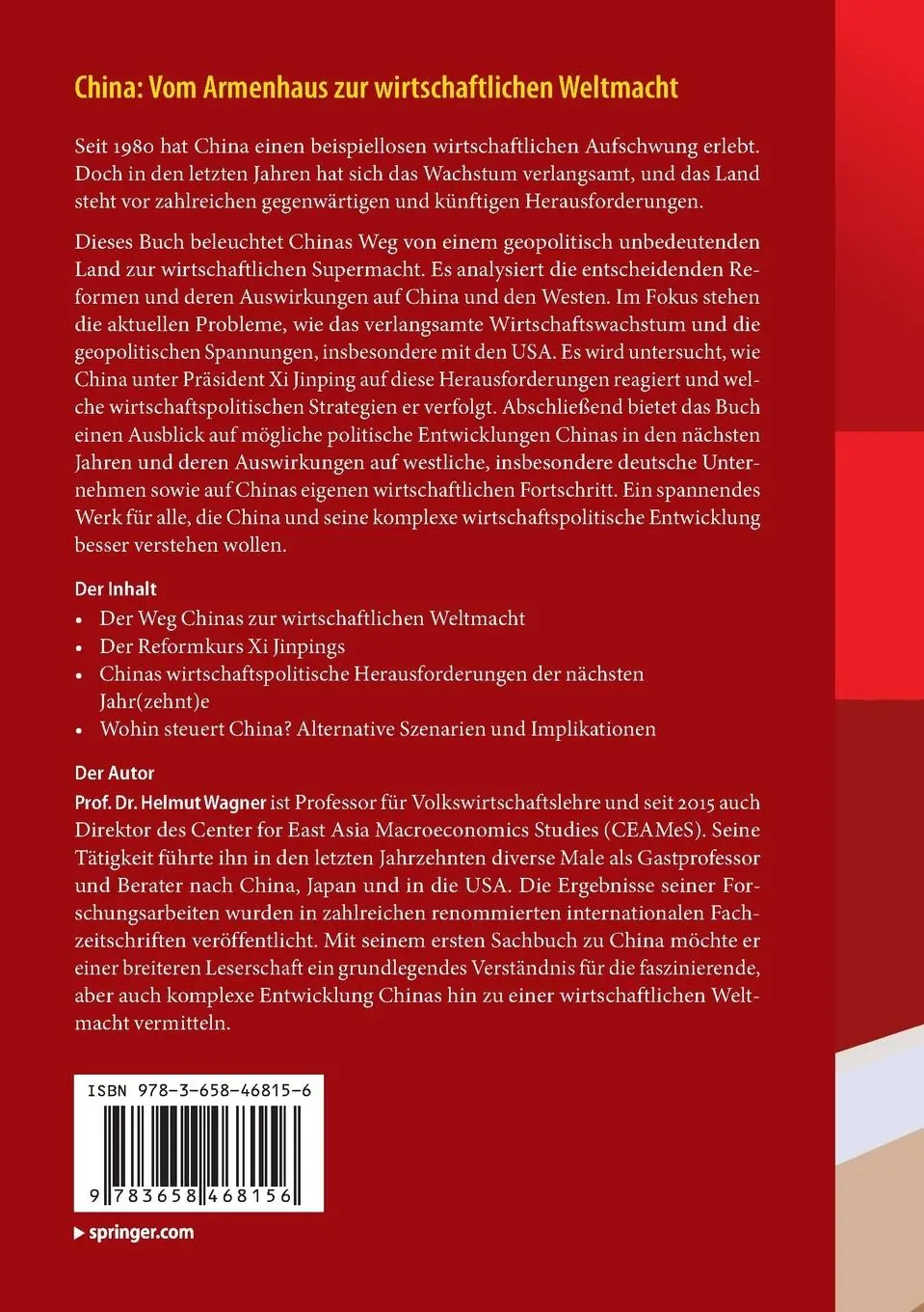 Rückseite: 9783658468156 | China: Quo Vadis? | Wirtschaftspolitische Entwicklung Chinas | Wagner