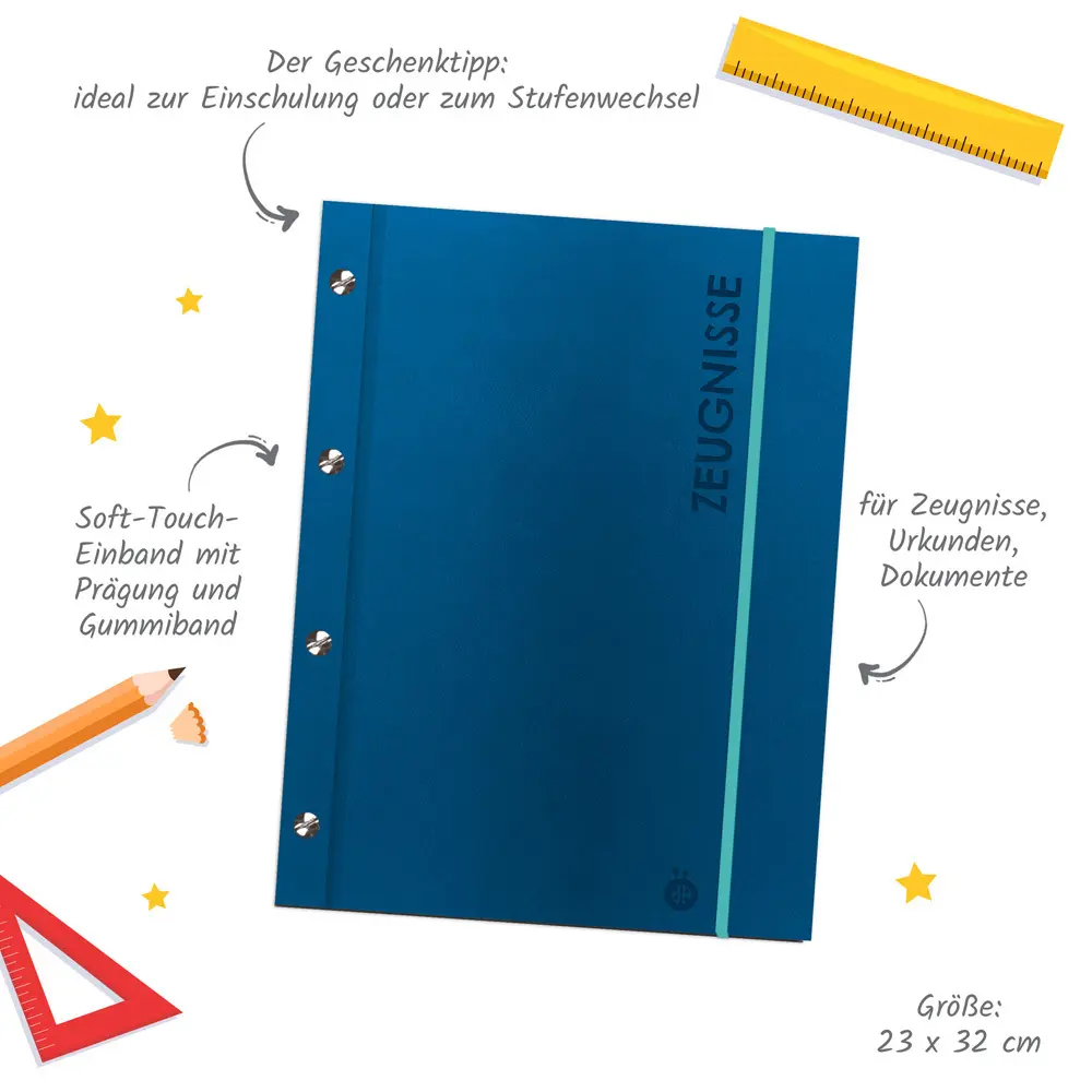 Bild: 4251901508256 | Trötsch Zeugnismappe A4 mit Buchschrauben blau | Co.KG | 12 S. | 2024