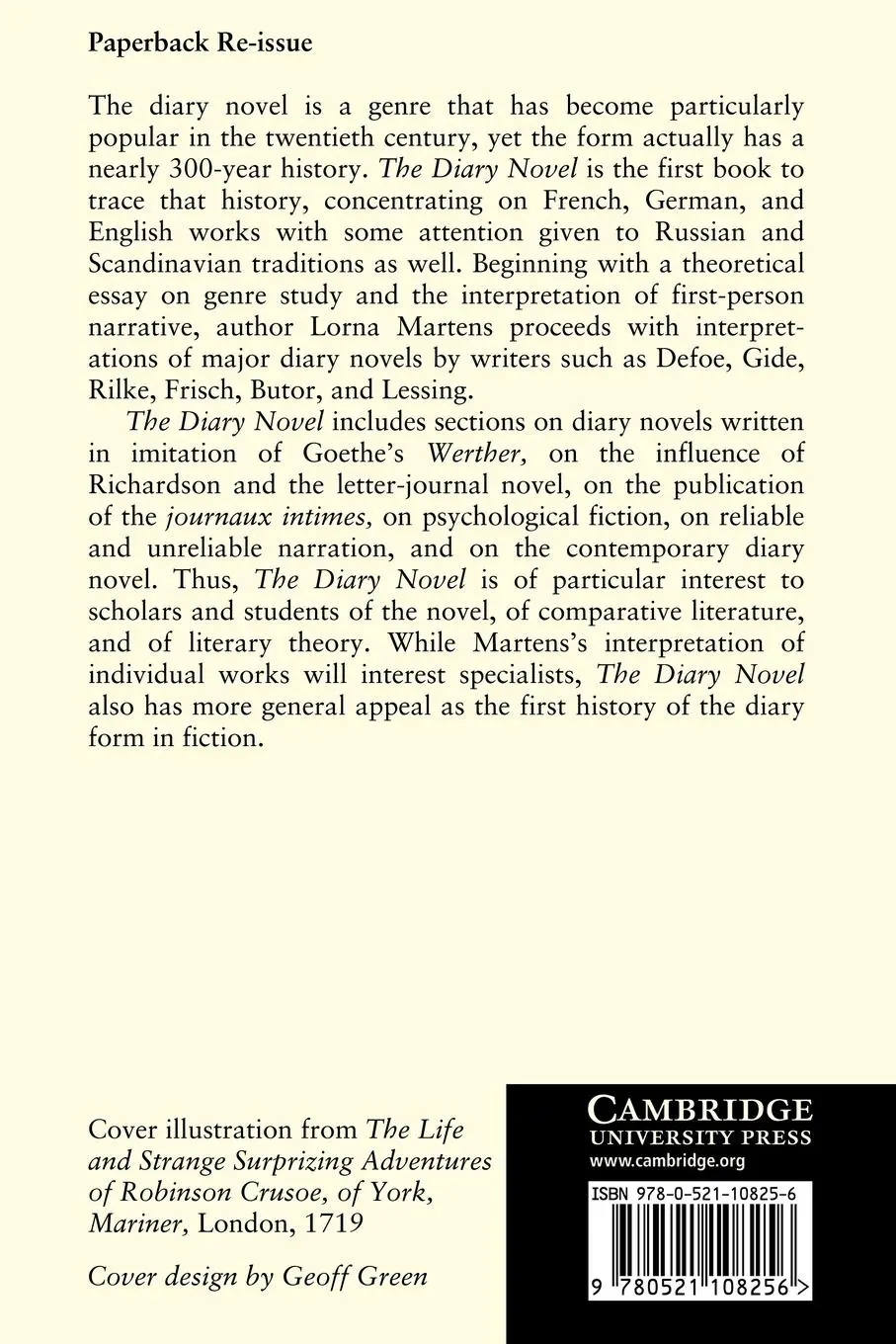 Rückseite: 9780521108256 | The Diary Novel | Lorna Martens | Taschenbuch | Englisch | 2008