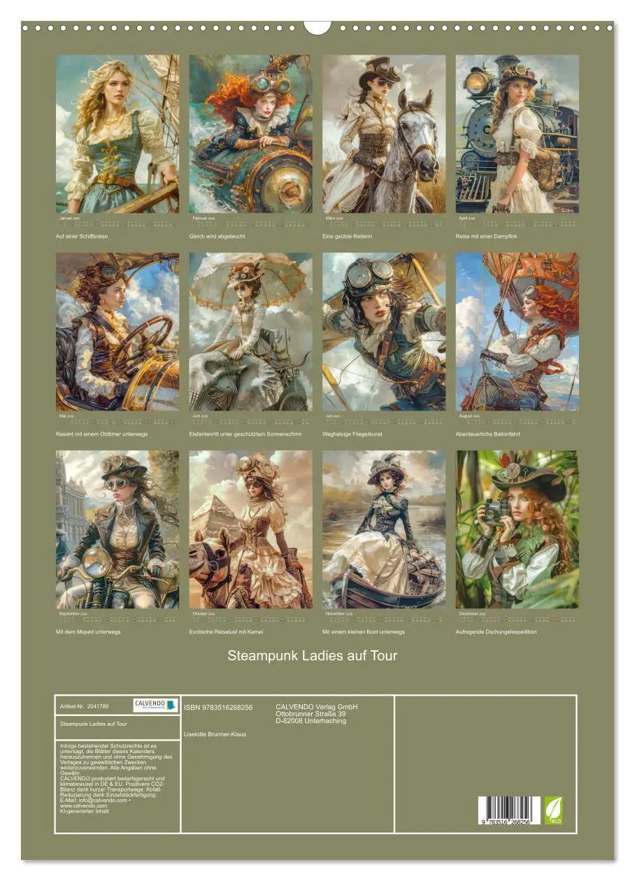 Bild: 9783516268256 | Steampunk Ladies auf Tour (Wandkalender 2026 DIN A2 hoch), CALVENDO...