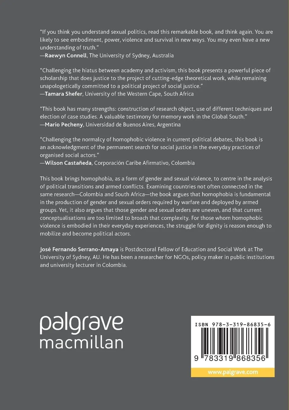 Rückseite: 9783319868356 | Homophobic Violence in Armed Conflict and Political Transition | Buch