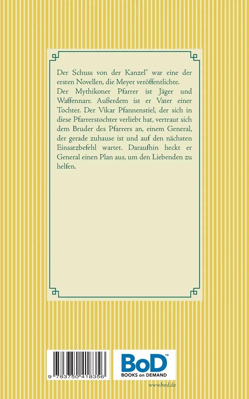 Rückseite: 9783750418356 | Der Schuss von der Kanzel | Band 39 | Conrad Ferdinand Meyer | Buch