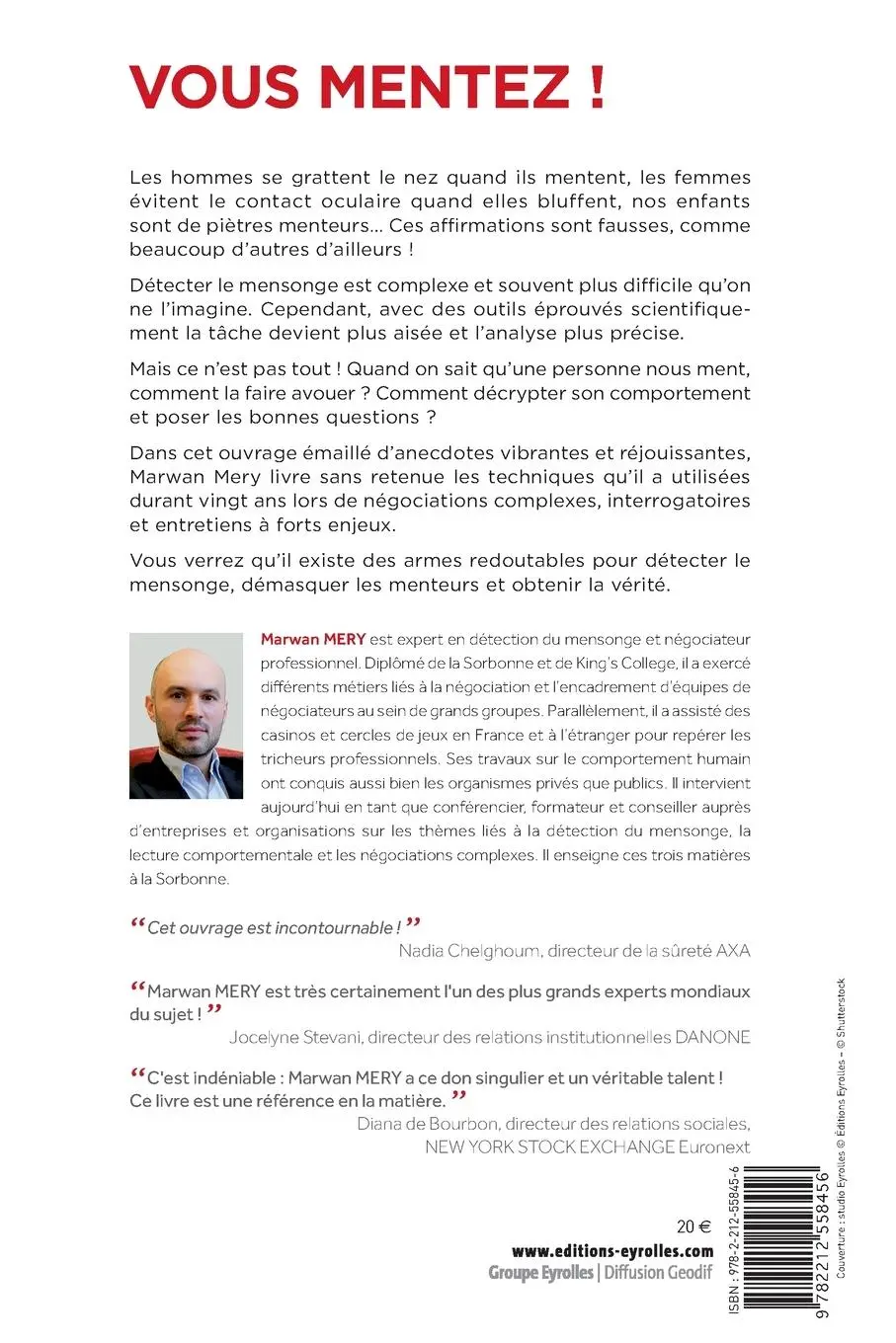 Rückseite: 9782212558456 | Vous mentez !: Détecter le mensonge, démasquer les menteurs. | Mery
