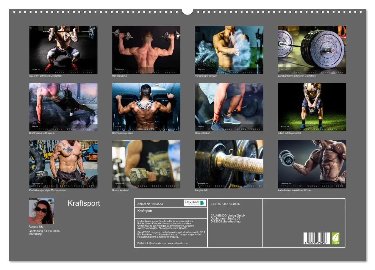 Bild: 9783457608456 | Kraftsport (Wandkalender 2026 DIN A2 quer), CALVENDO Monatskalender