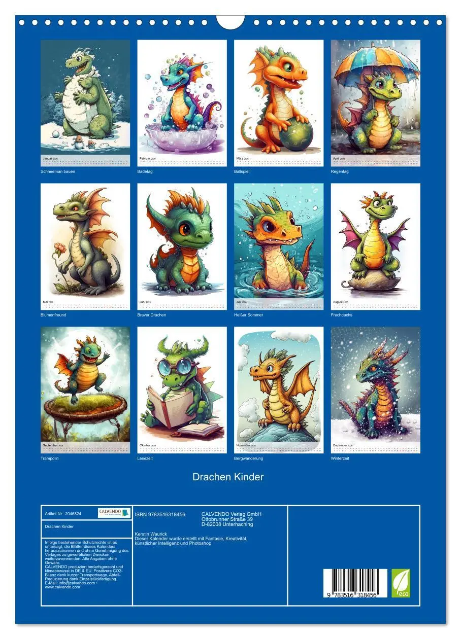 Bild: 9783516318456 | Drachen Kinder (Wandkalender 2026 DIN A3 hoch), CALVENDO...