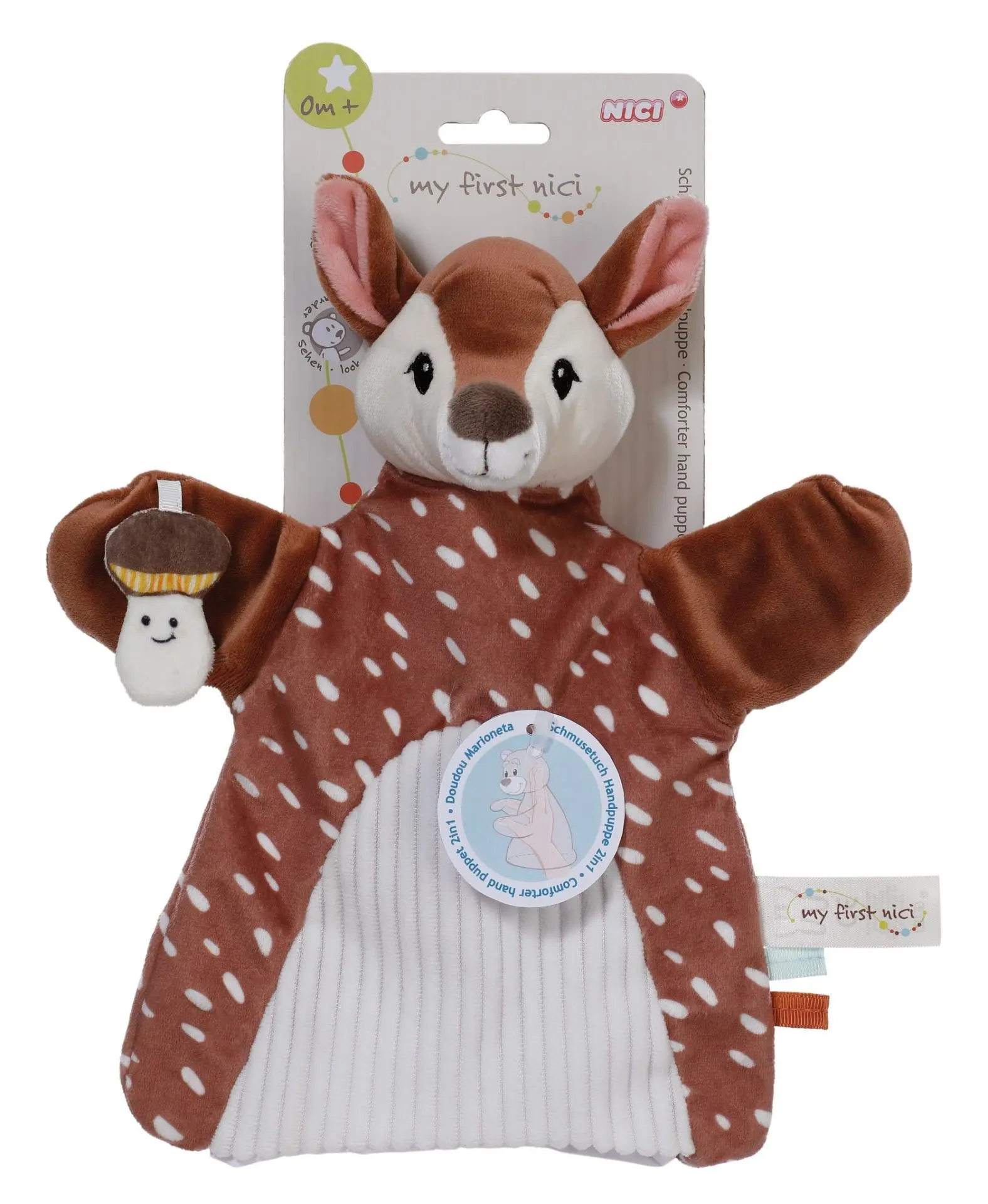 Cover: 4012390618556 | Nici 61855 Schmusetuch Handpuppe Rehkitz 2in1 26x25cm auf | 61855