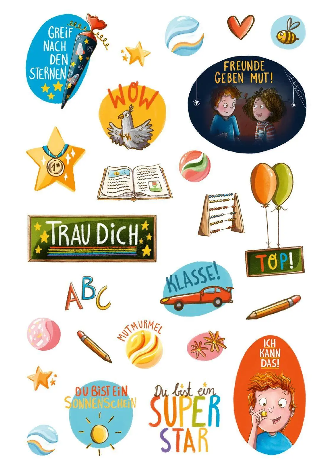 Bild: 4014489138556 | Mutmach-Sticker | Über 200 bestärkende Botschaften | Sarah Welk | 2026