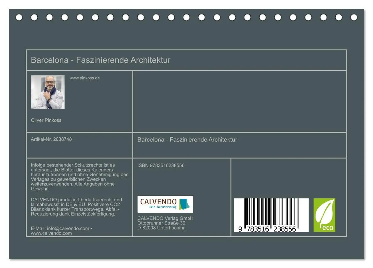 Bild: 9783516238556 | Barcelona - Faszinierende Architektur (Tischkalender 2026 DIN A5...
