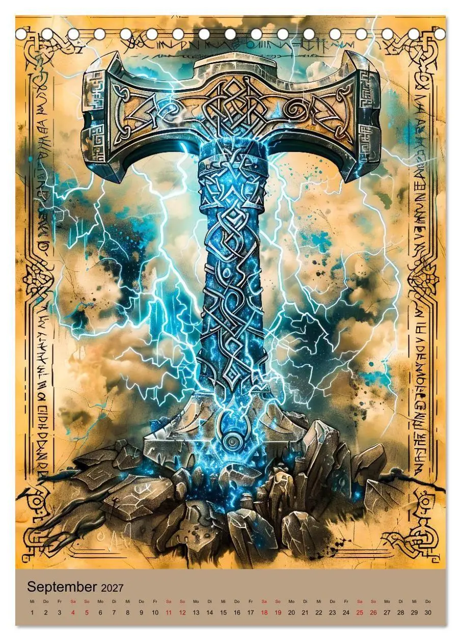Bild: 9783516928556 | Wikinger - Mythologie - Götter, Runen und Legenden (Tischkalender...