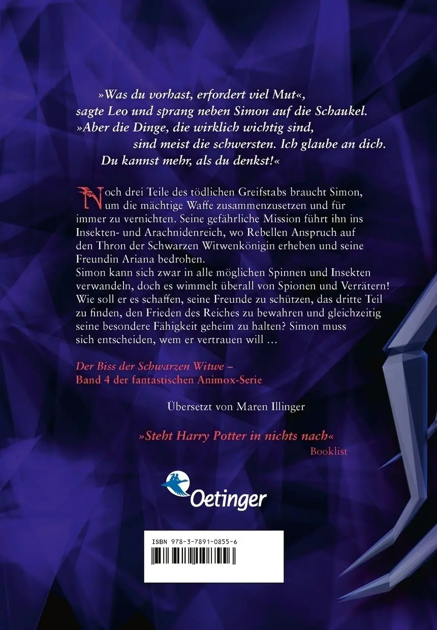 Rückseite: 9783789108556 | Animox 04. Der Biss der Schwarzen Witwe | Aimée Carter | Buch | Animox