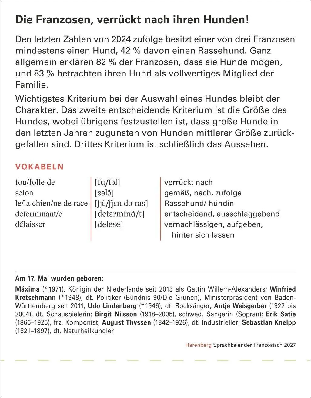 Bild: 9783840038556 | Französisch Sprachkalender 2027 - Französisch lernen leicht gemacht...