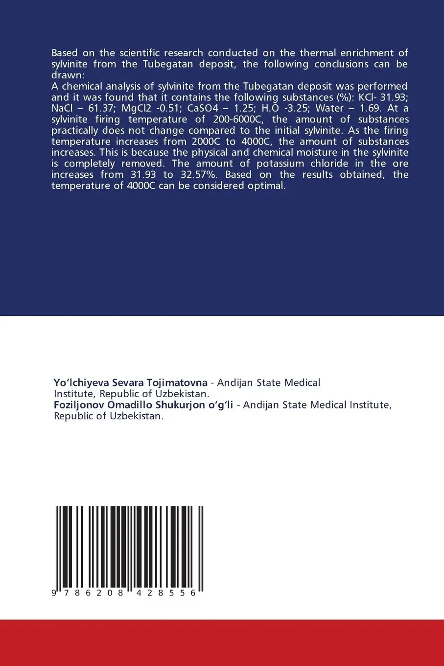 Rückseite: 9786208428556 | New technology development for potassium chloride by flotation | Buch
