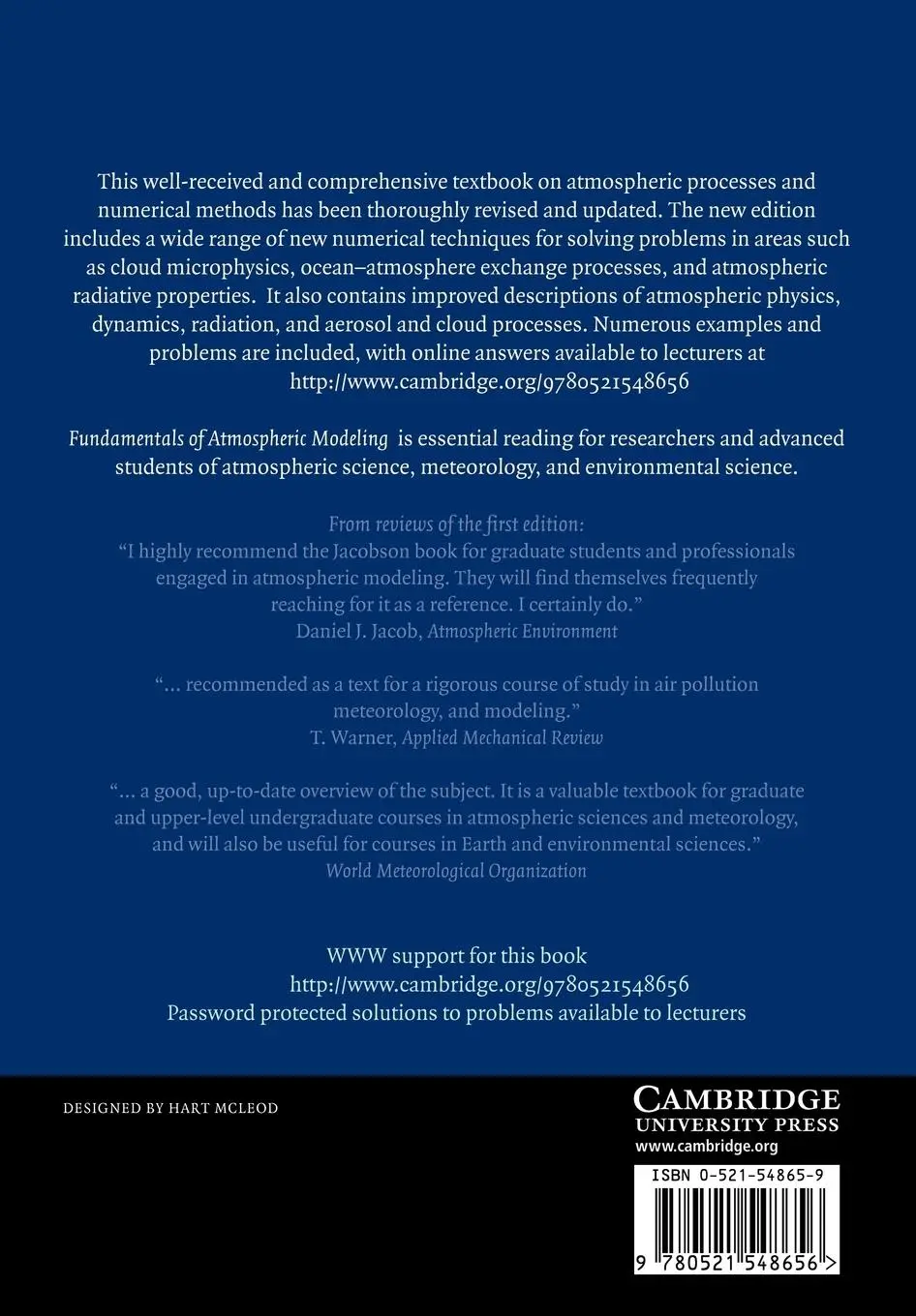 Rückseite: 9780521548656 | Fundamentals of Atmospheric Modeling | Mark Z. Jacobson | Taschenbuch