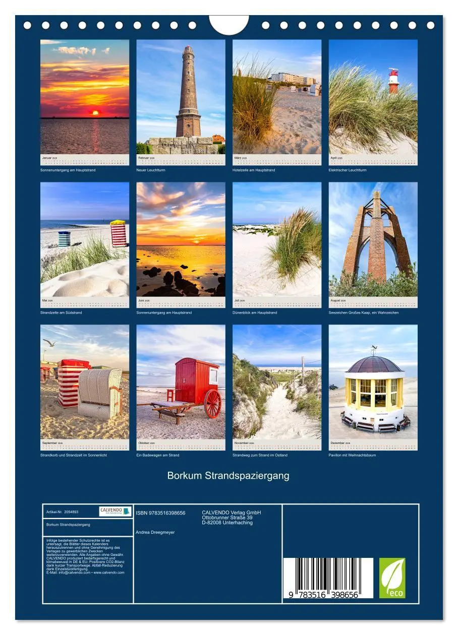 Bild: 9783516398656 | Borkum Strandspaziergang (Wandkalender 2026 DIN A4 hoch), CALVENDO...