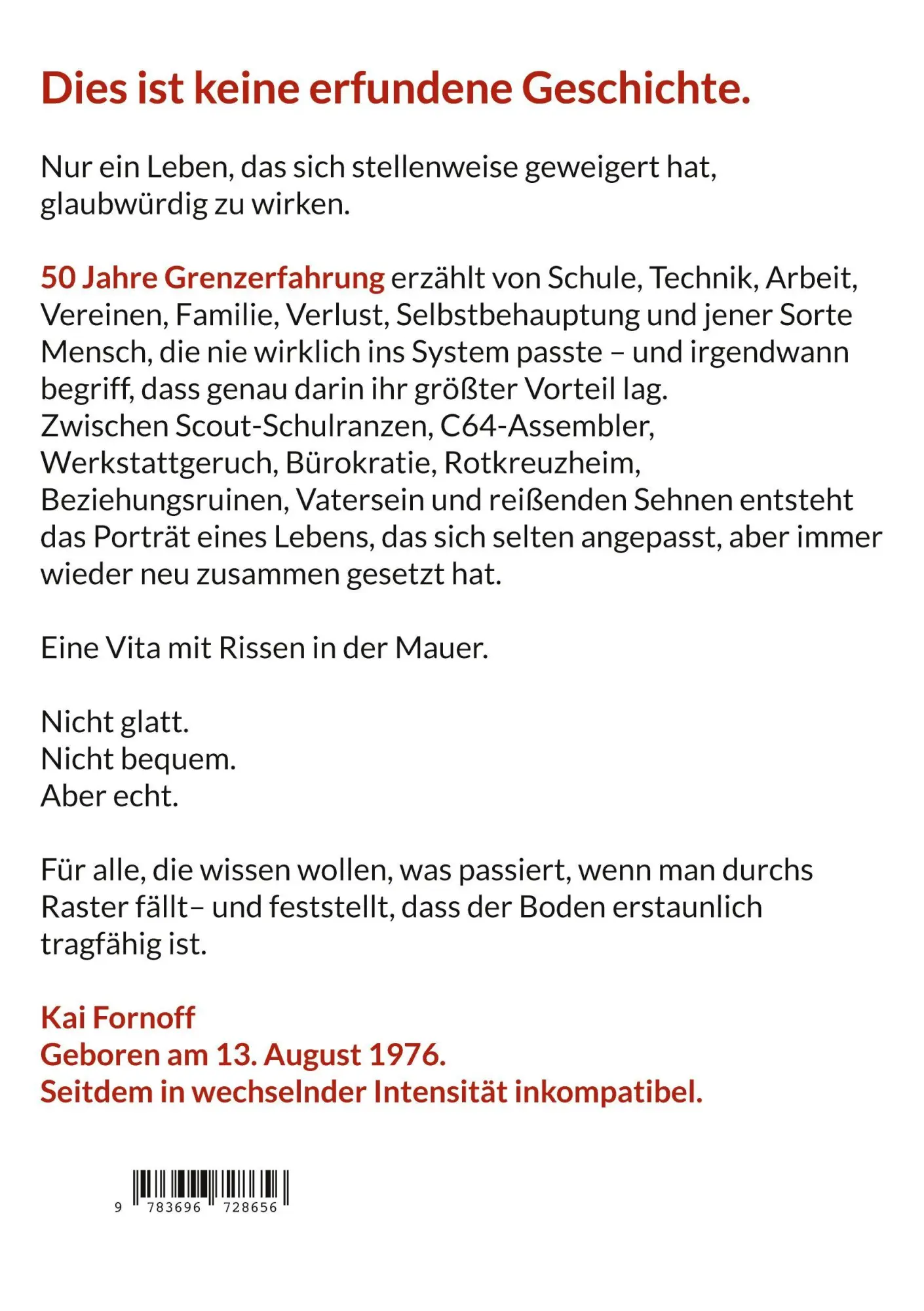 Rückseite: 9783696728656 | 50 Jahre Grenzerfahrung | Eine Vita mit Rissen in der Mauer | Fornoff