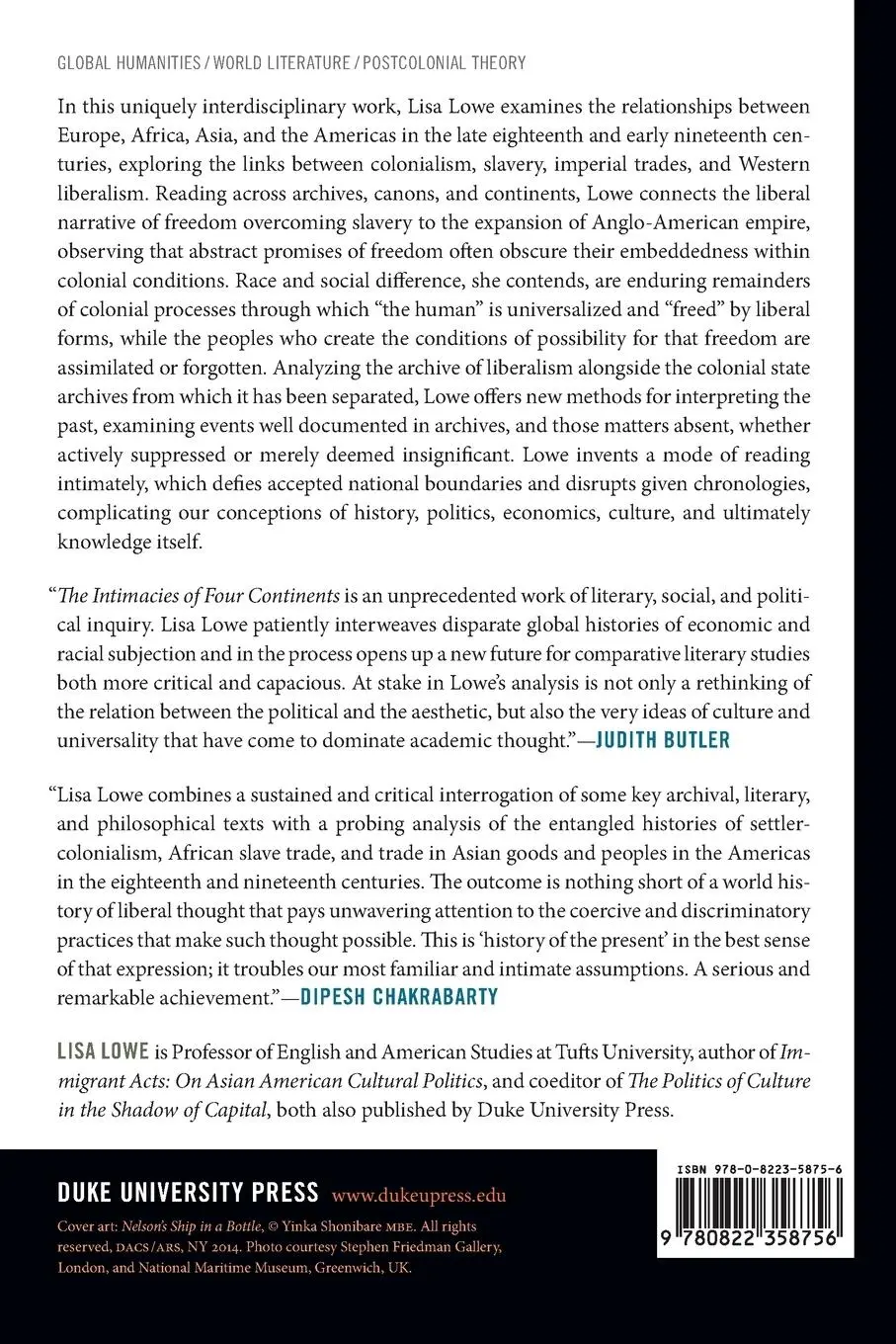 Rückseite: 9780822358756 | The Intimacies of Four Continents | Lisa Lowe | Taschenbuch | Englisch