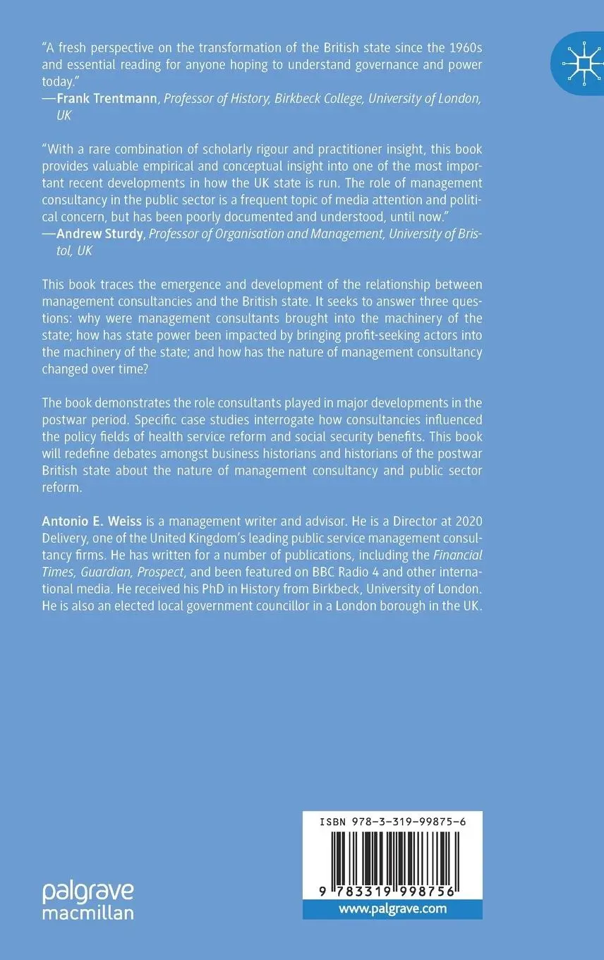 Rückseite: 9783319998756 | Management Consultancy and the British State | Antonio E. Weiss | Buch