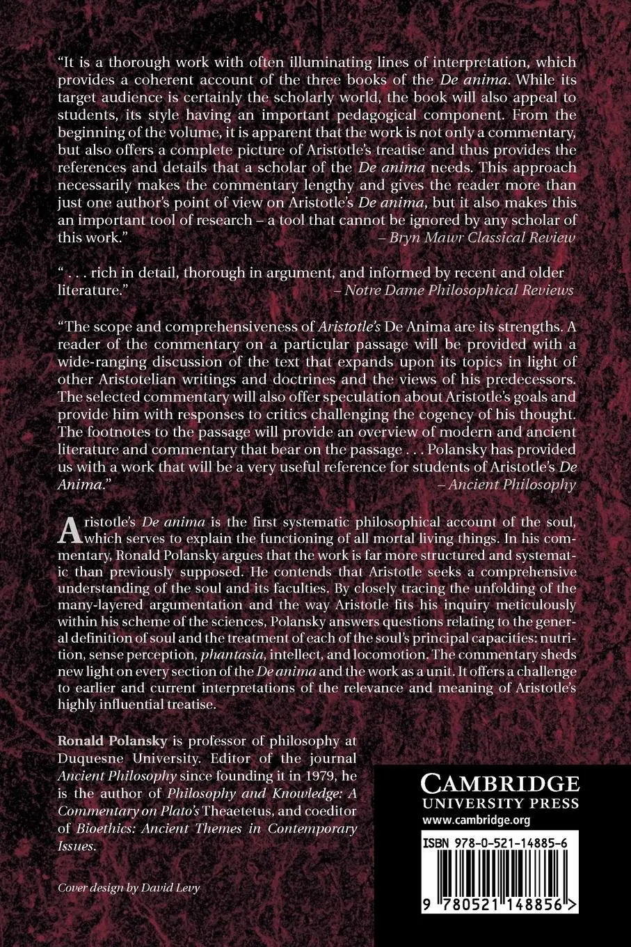 Rückseite: 9780521148856 | Aristotle's de Anima | Ronald Polansky | Taschenbuch | Englisch | 2010