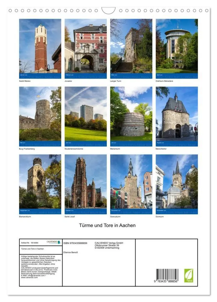 Bild: 9783435888856 | Türme und Tore in Aachen (Wandkalender 2025 DIN A3 hoch), CALVENDO...