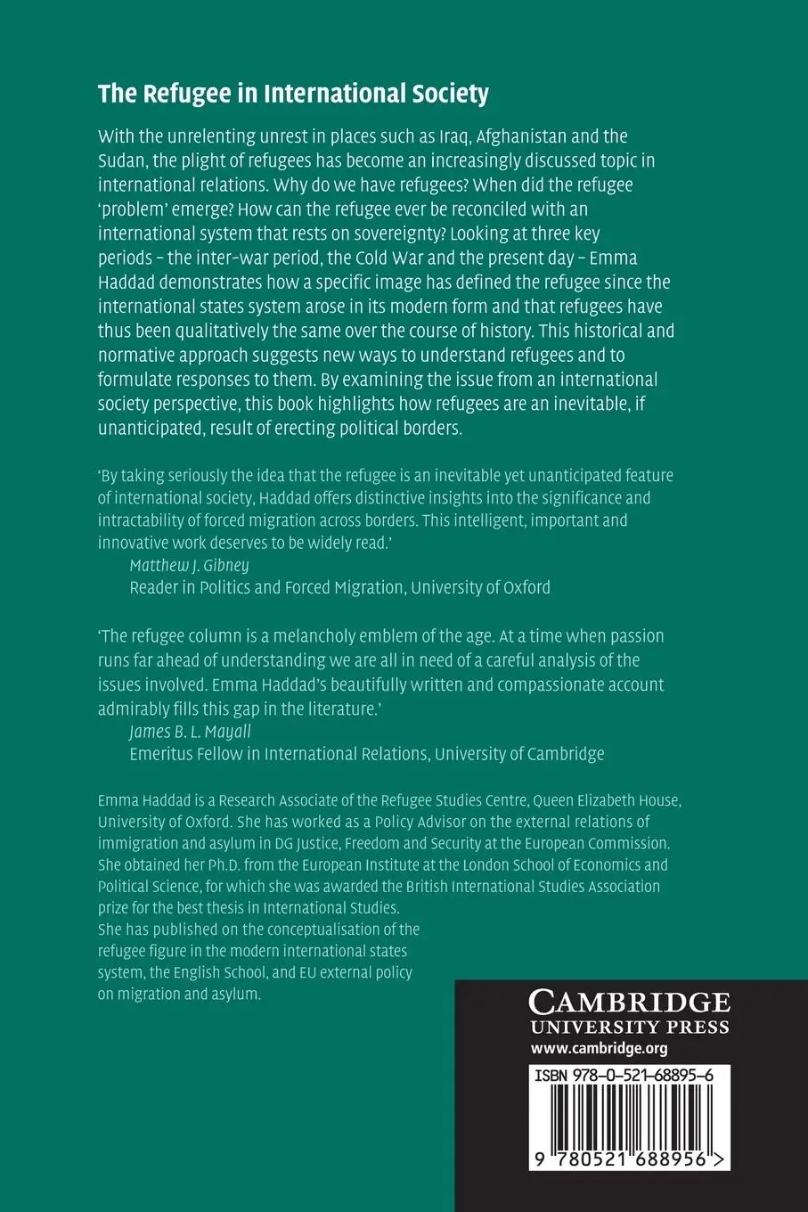 Rückseite: 9780521688956 | The Refugee in International Society | Emma Haddad | Taschenbuch